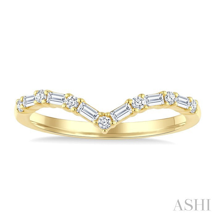 Chevron Baguette Diamond Stackable Fashion Ring
