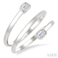 Emerald Shape Bezel Double Coil Diamond Fashion Ring