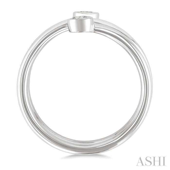 Round Shape Bezel Double Coil Diamond Fashion Ring