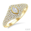 Pave-Set Marquise Shape Diamond Fashion Signet Ring