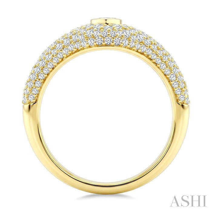 Pave-Set Pear Shape Diamond Fashion Signet Ring
