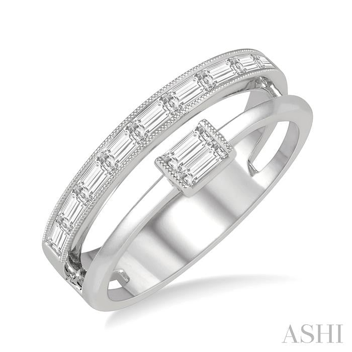 Double Row East-West Baguette Diamond Fashion Ring