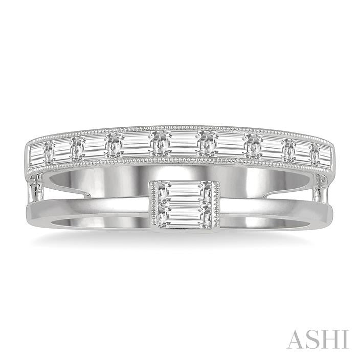 Double Row East-West Baguette Diamond Fashion Ring