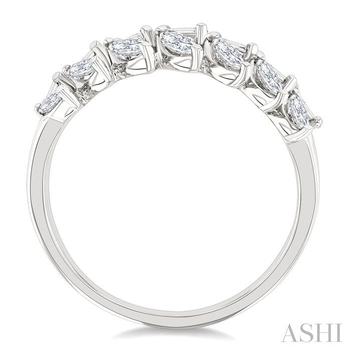 2 Row Mixed Shape Diamond Fashion Ring