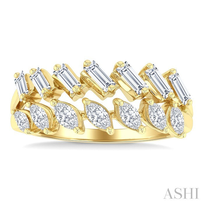 2 Row Mixed Shape Diamond Fashion Ring