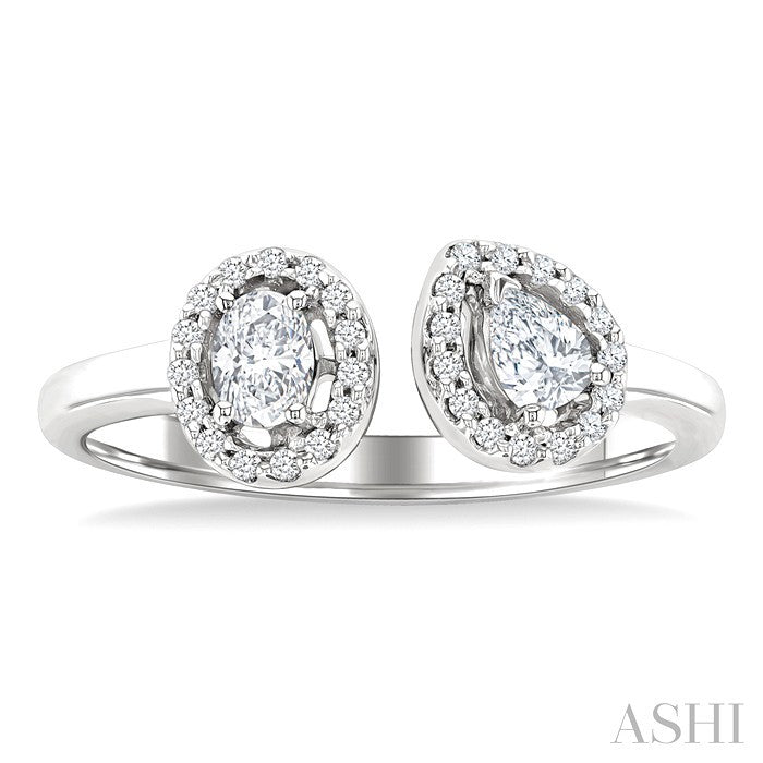 Toi Et Moi Halo Diamond Fashion Open Ring