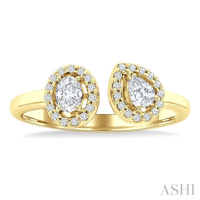 Toi Et Moi Halo Diamond Fashion Open Ring