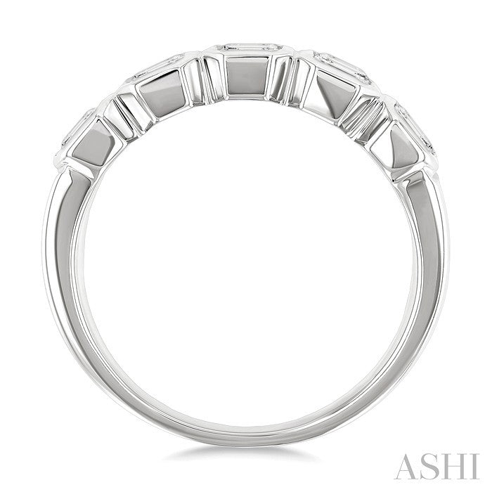 Emerald Shape Bezel Set Diamond Band