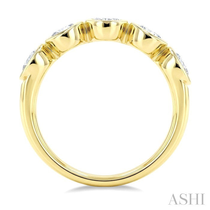 5 Stone Oval Shape Bezel Set Diamond Band