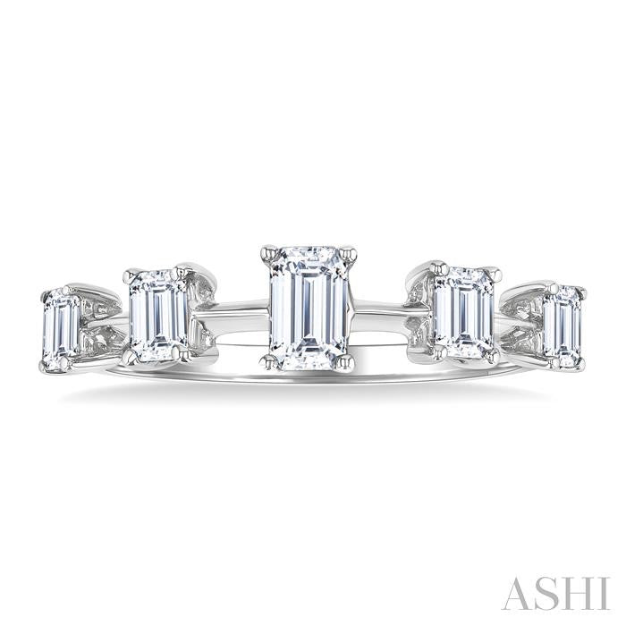Emerald Shape 5 Stone Half Eternity Diamond Fashion Band