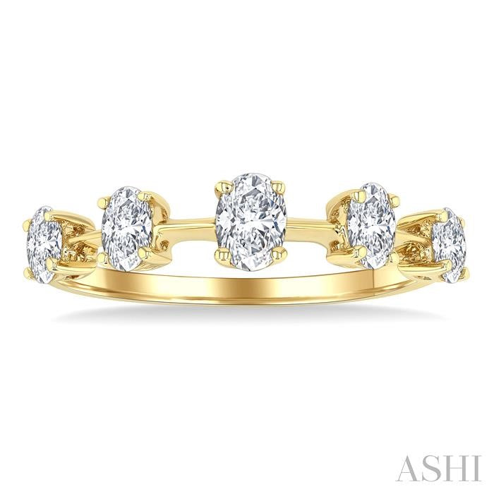 Oval Shape 5 Stone Half Eternity Diamond Fashion Band