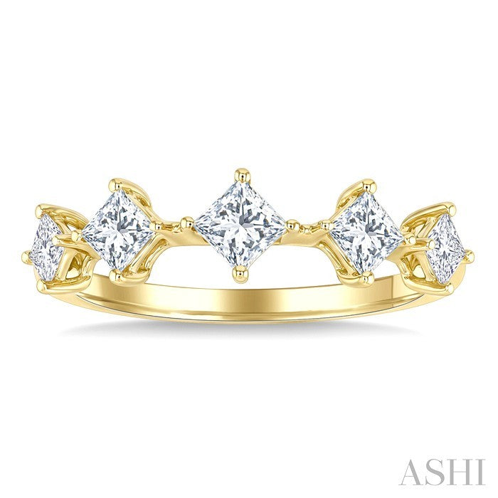 Princess Shape 5 Stone Half Eternity Diamond Fashion Band