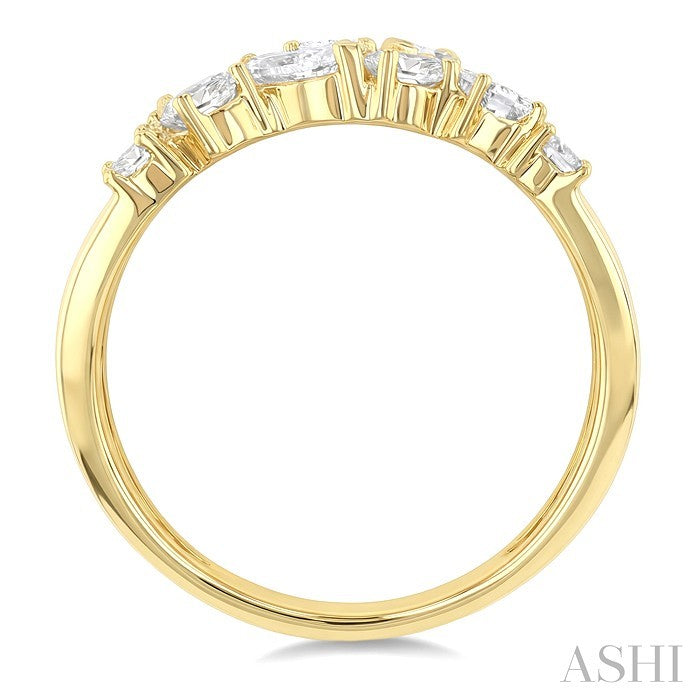 Mixed Shape Diamond Fashion Wide Band