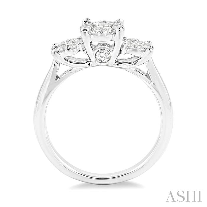 Round Shape Past Present & Future Lovebright Essential Diamond Engagement Ring