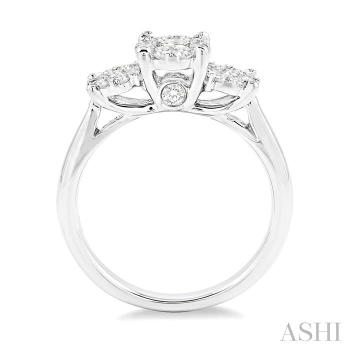 Round Shape Past Present & Future Lovebright Essential Diamond Engagement Ring
