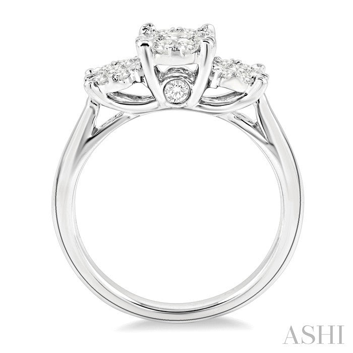 Round Shape Past Present & Future Lovebright Essential Diamond Engagement Ring