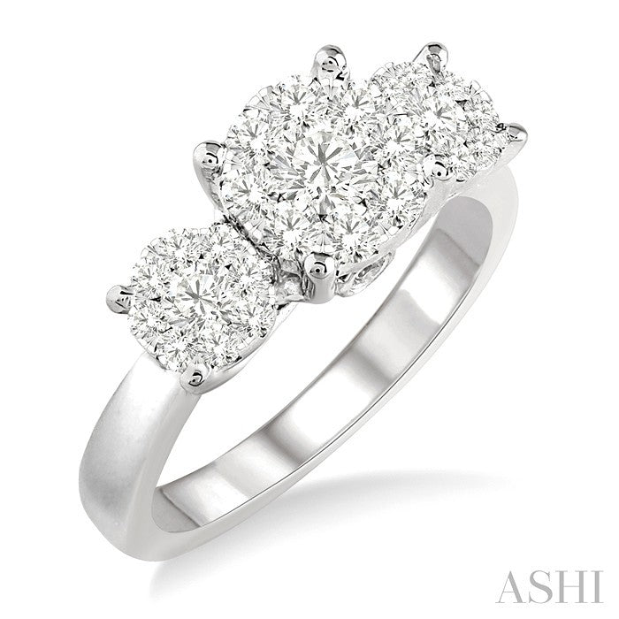 Round Shape Past Present & Future Lovebright Essential Diamond Engagement Ring