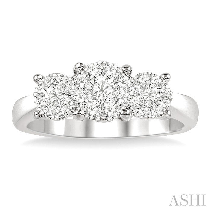 Round Shape Past Present & Future Lovebright Essential Diamond Engagement Ring