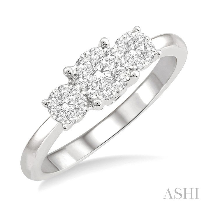 Round Shape Past Present & Future Lovebright Essential Diamond Engagement Ring