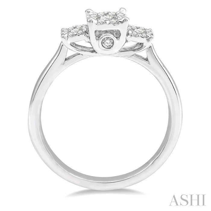 Round Shape Past Present & Future Lovebright Essential Diamond Engagement Ring