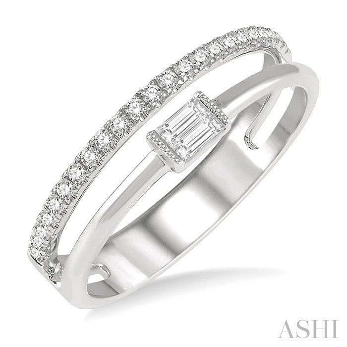 Double Row East-West Baguette Diamond Fashion Ring