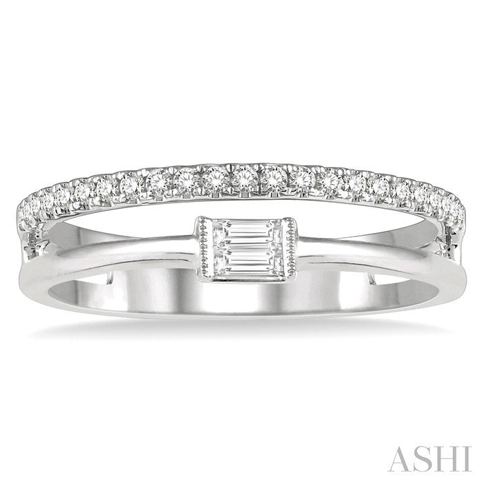 Double Row East-West Baguette Diamond Fashion Ring