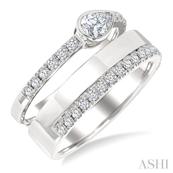 Pear Shape Bezel Diamond Fashion Open Ring