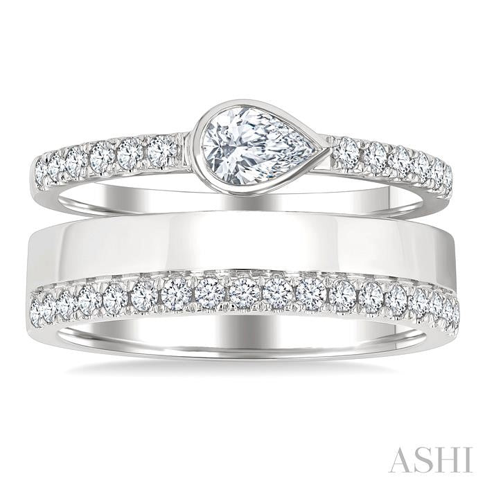 Pear Shape Bezel Diamond Fashion Open Ring