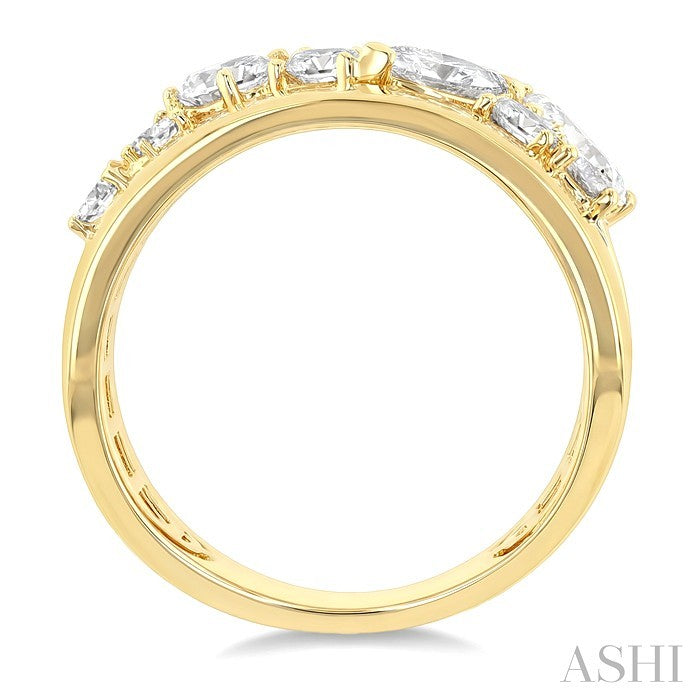 Mixed Shape Diamond Fashion Wide Band