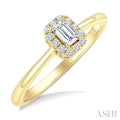 Emerald Shape Halo Diamond Fashion Ring