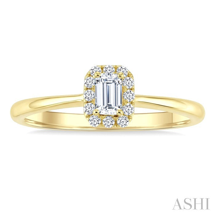 Emerald Shape Halo Diamond Fashion Ring