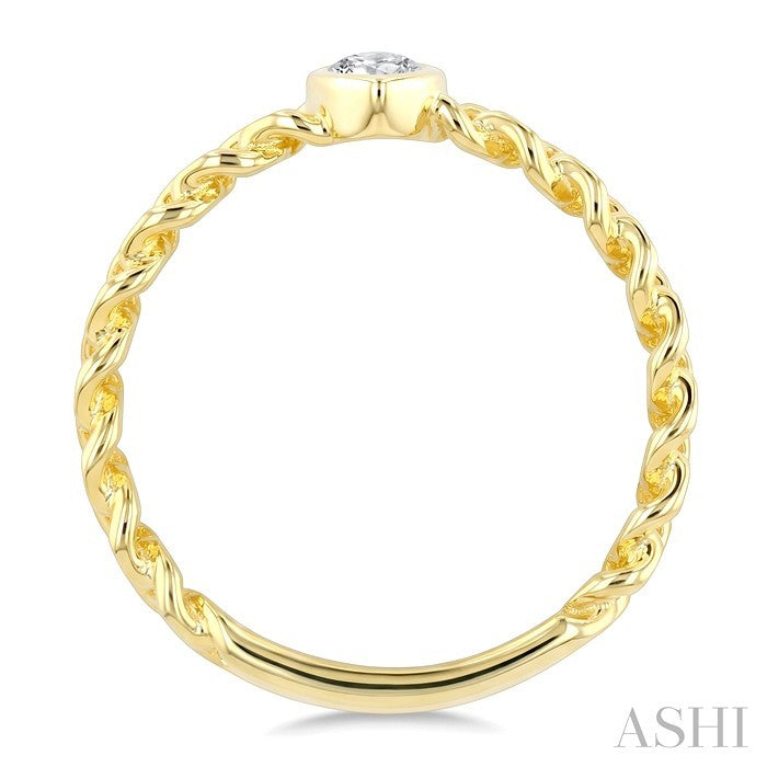Pear Shape Bezel Curb Diamond Fashion Ring