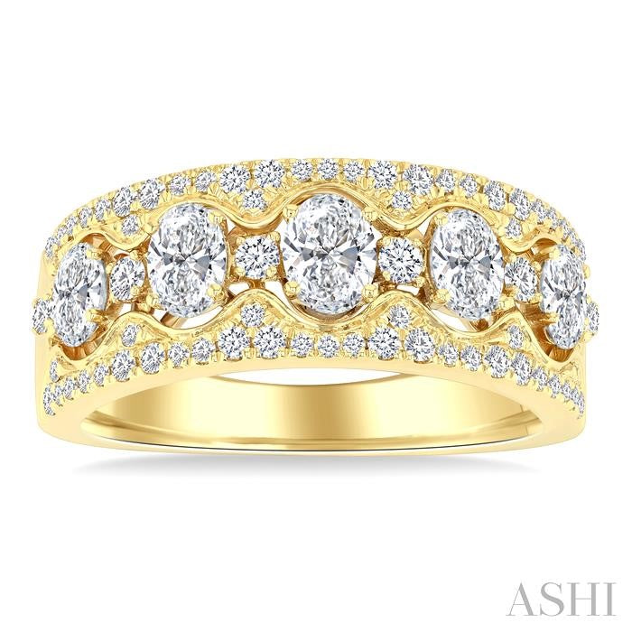 Oval Shape 5 Stone Diamond Fashion Band