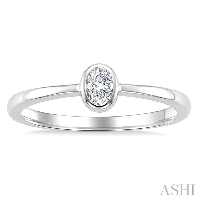 Oval Shape Bezel Set Diamond Fashion Ring