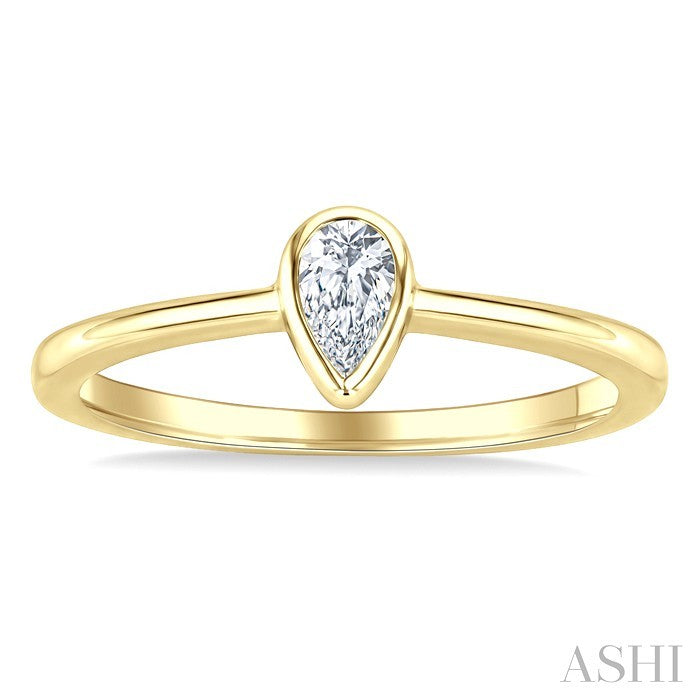 Pear Shape Bezel Set Diamond Fashion Ring