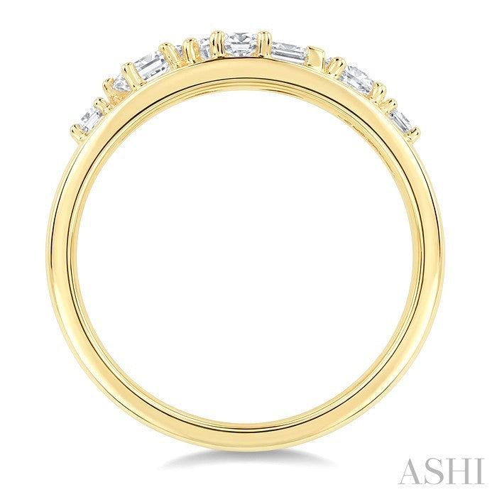 Mixed Shape Diamond Fashion Wide Band