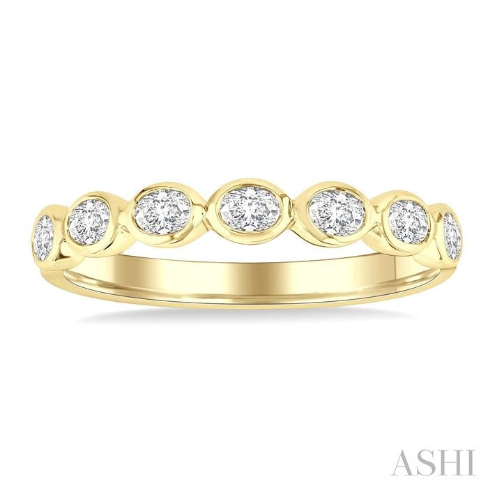 Oval Shape East-West Bezel Set Diamond Fashion Band