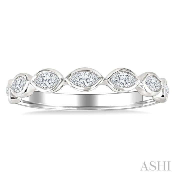 Marquise Shape East-West Bezel Set Diamond Fashion Band