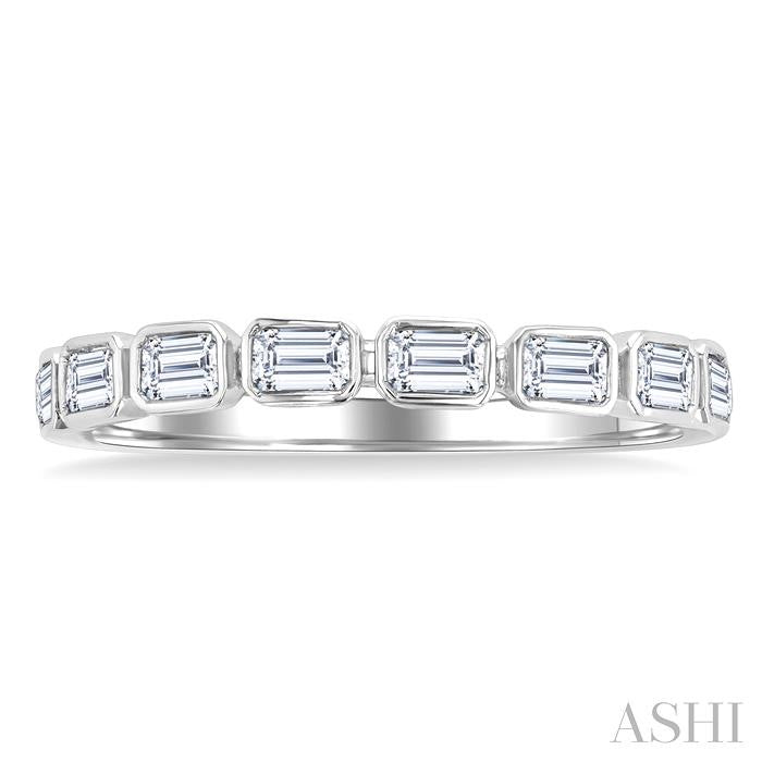 Emerald Shape East-West Bezel Set Diamond Fashion Band