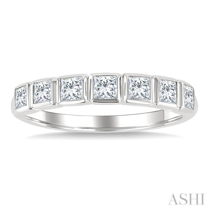 Princess Shape Bezel Set Diamond Fashion Band