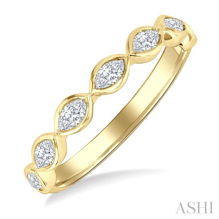 Marquise Shape East-West Bezel Set Diamond Fashion Band