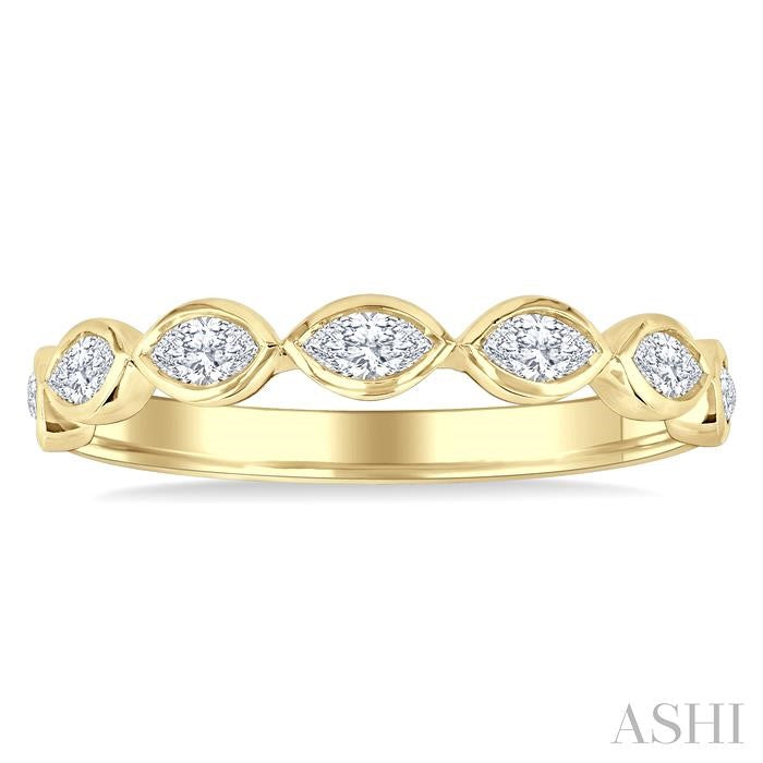 Marquise Shape East-West Bezel Set Diamond Fashion Band