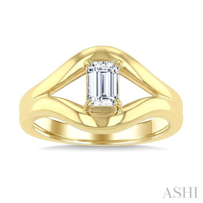 Aeris Gold Emerald Shape Diamond Solitaire Ring