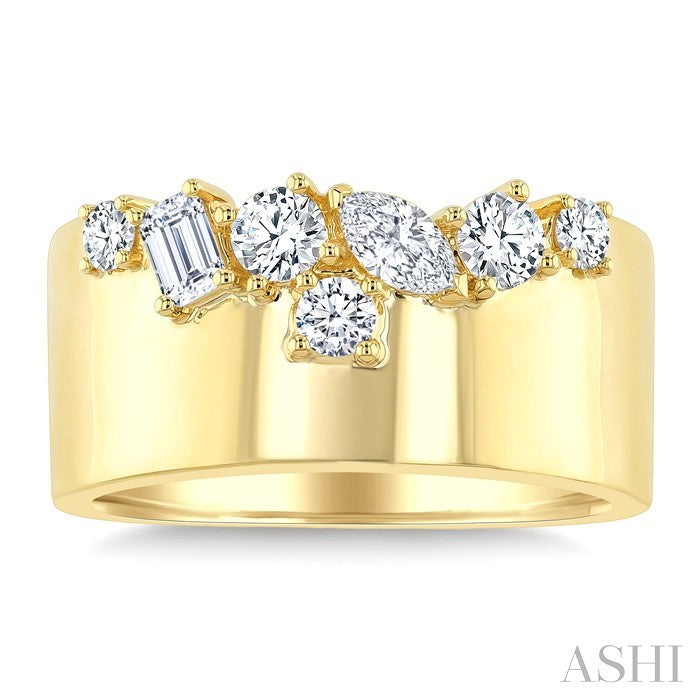 Mixed Shape Diamond Fashion Wide Band