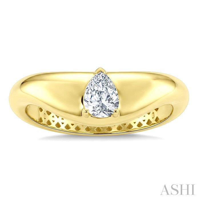 Pear Shape Curved Diamond Solitaire Ring