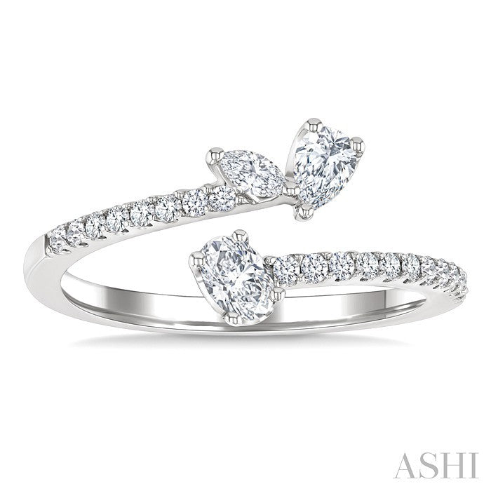 3 Stone Mixed Shape Diamond Fashion Open Ring