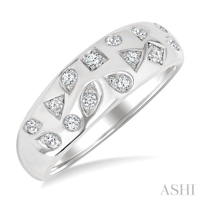 Mixed Shape Diamond Mosaic Fashion Wide Band