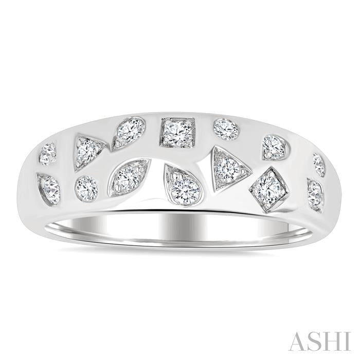 Mixed Shape Diamond Mosaic Fashion Wide Band