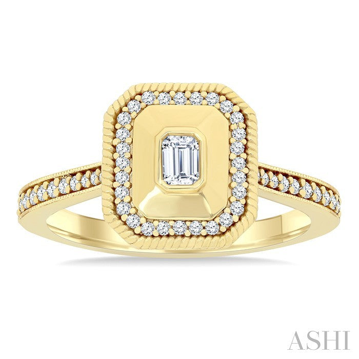 Emerald Shape Art Deco Diamond Fashion Ring