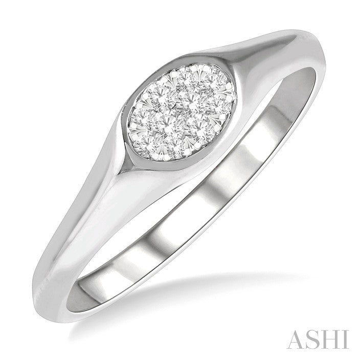 Oval Shape East-West Lovebright Essential Diamond Signet Ring